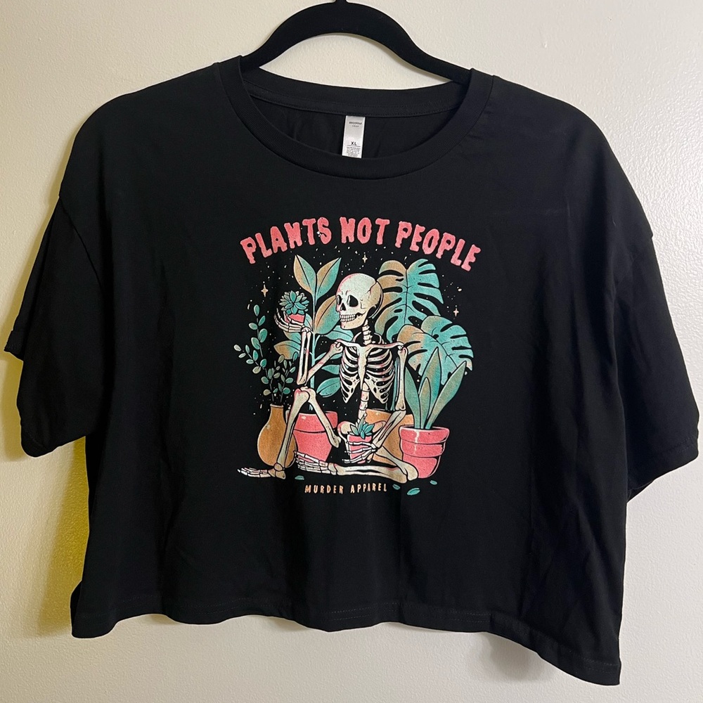 Plants Not People Skeleton Crop Top